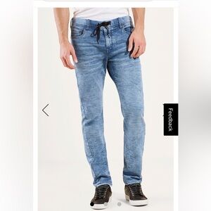 True Religion Dean Twisted Leg Light Blue Straight “Jeans”. Drawstring Elastic